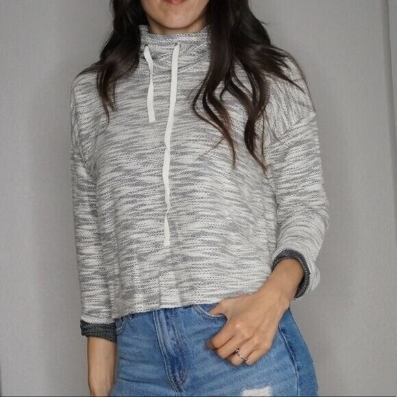 Gray Cowl Neck Cropped Sweatshirt Size S - Picture 2 of 8